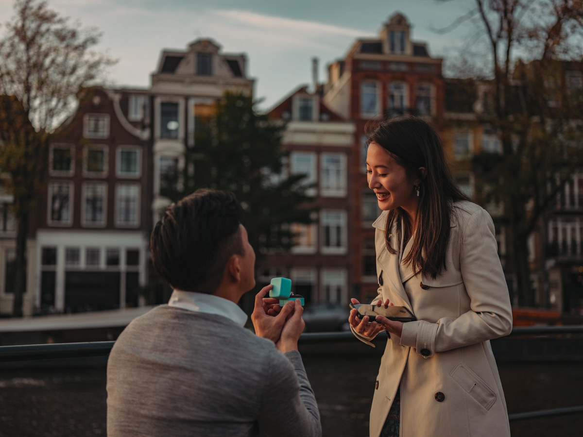 evening proposal photographer amsterdam