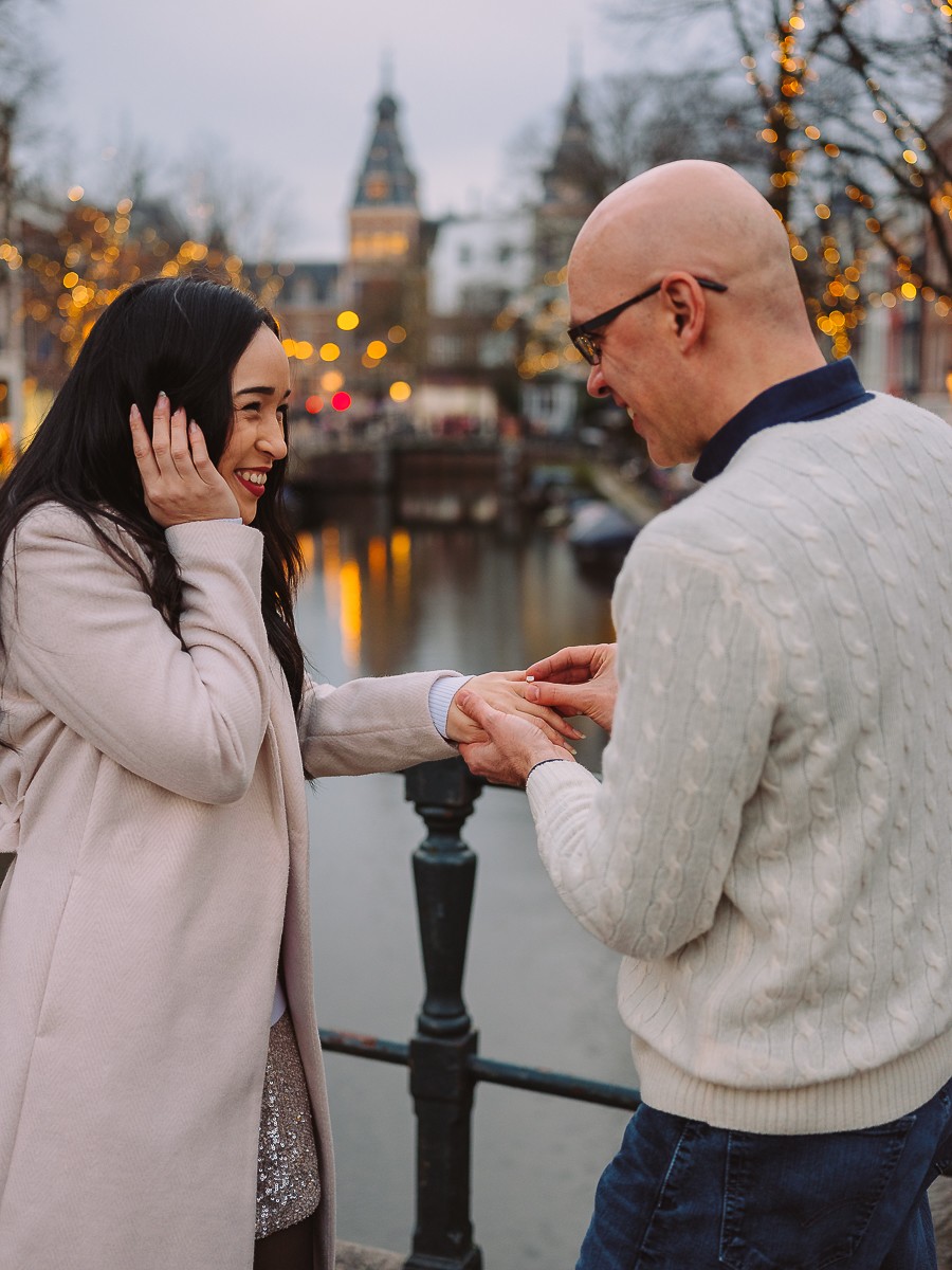 Surprise huwelijksaanzoek fotoshoot in Amsterdam