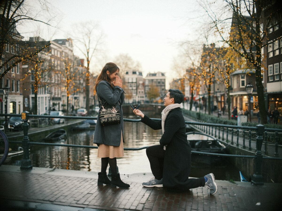 Marriage Proposal on Amsterdam Bridge